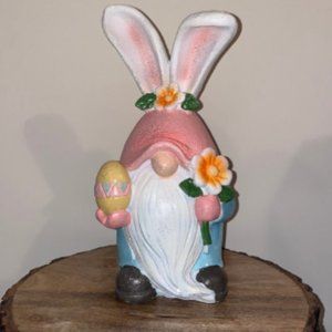 Resin Easter bunny gnome with egg and flower